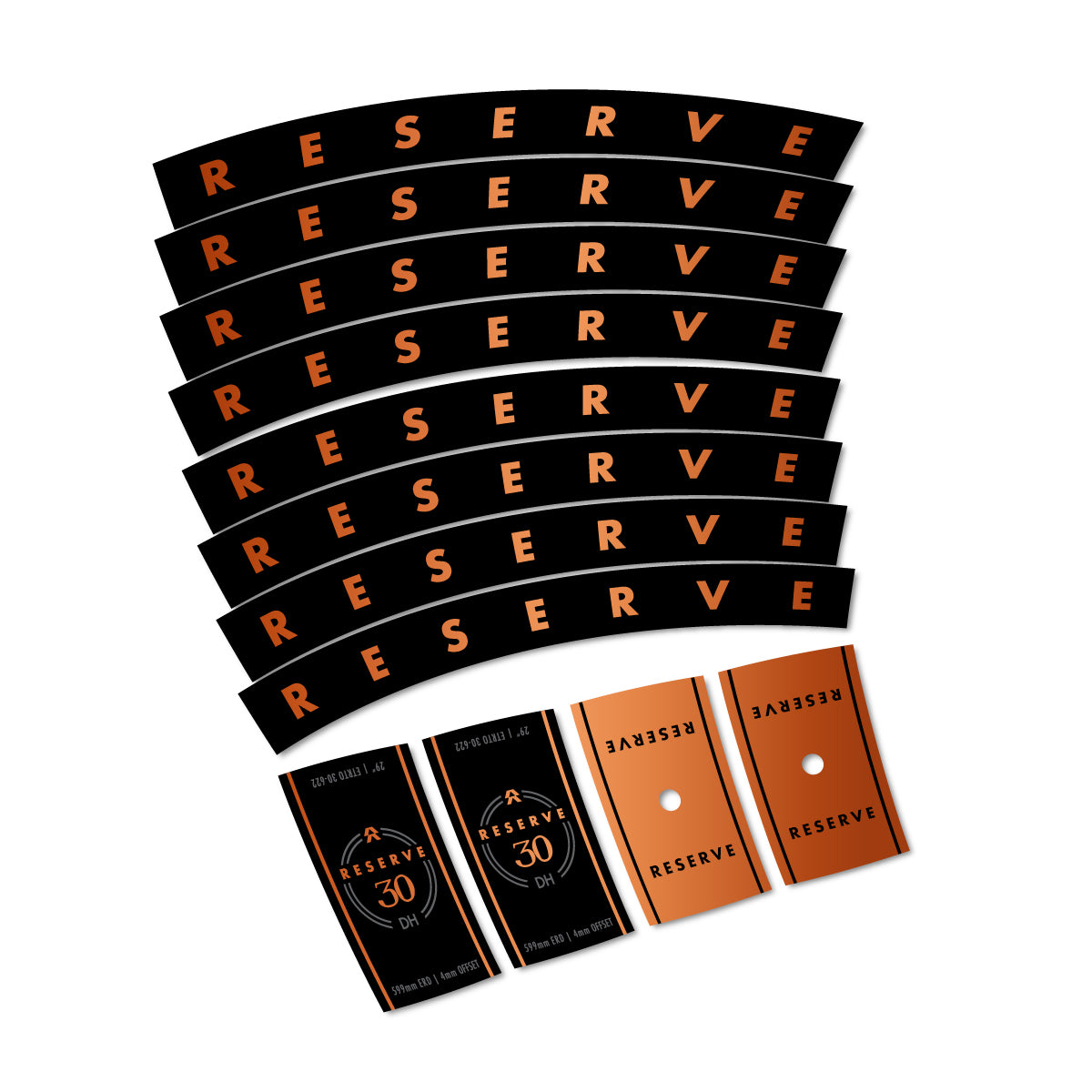 Compatible Stickers for Santa Cruz Reserve 30 DH Carbon 2025-2026, Mountain Wheel 29" vinyl decals - Bronze