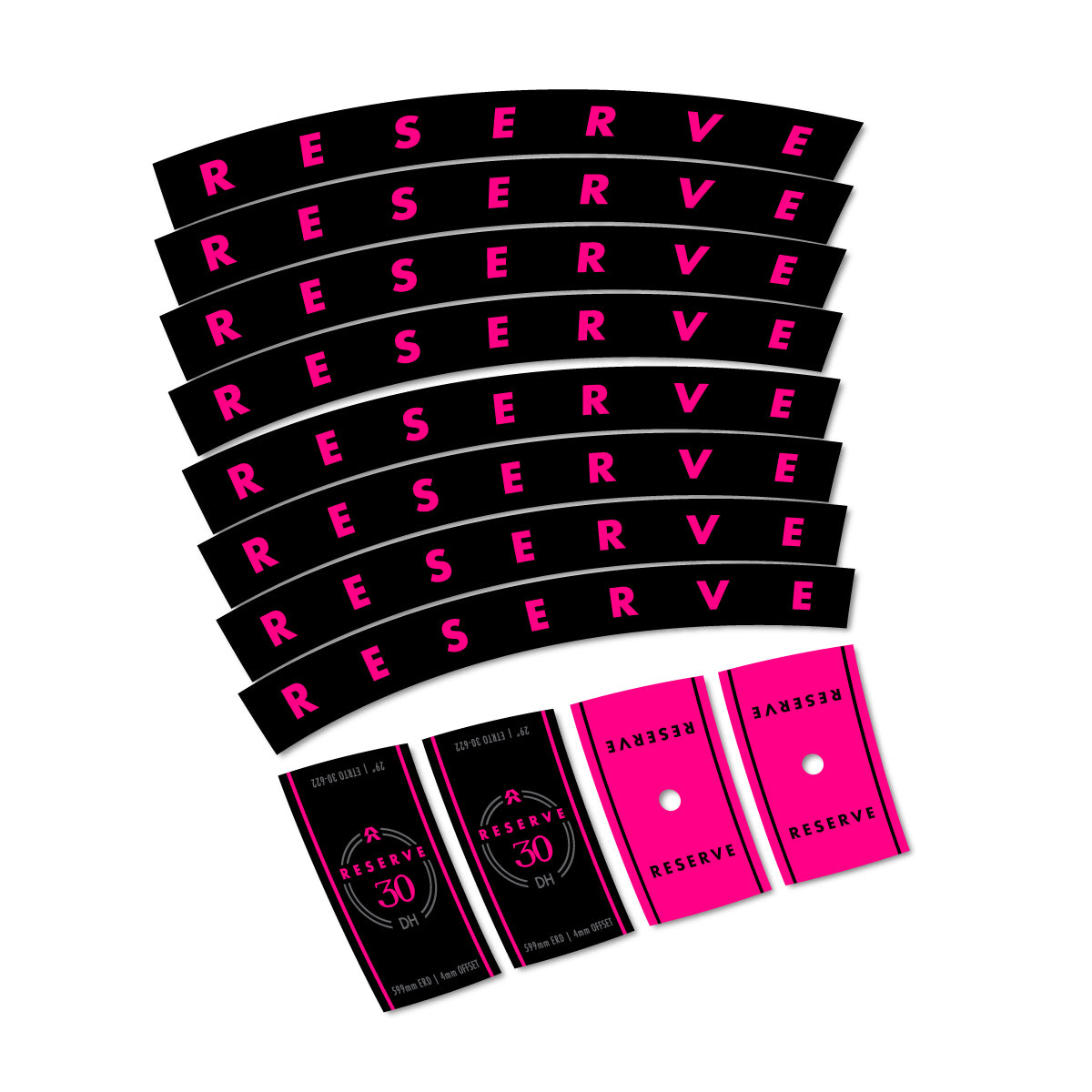 Compatible Stickers for Santa Cruz Reserve 30 DH Carbon 2025-2026, Mountain Wheel 29" vinyl decals - Fuchsia