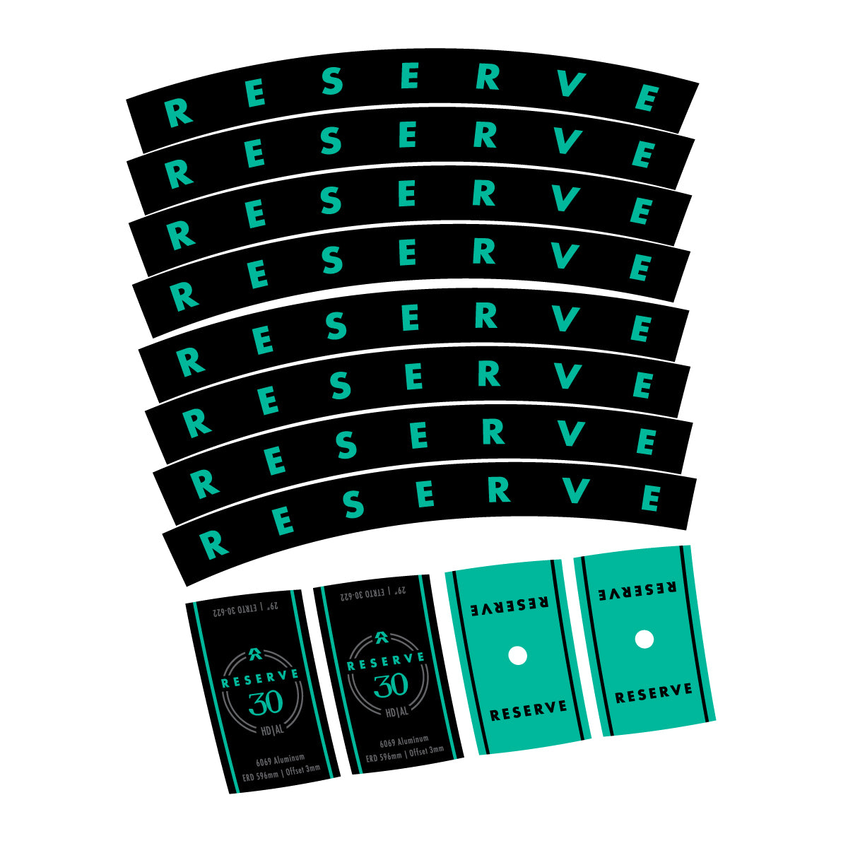 Compatible Stickers for Santa Cruz Reserve 30 HD Alloy 2025-2026, Mountain Wheel 29" vinyl decals - Green Turquoise