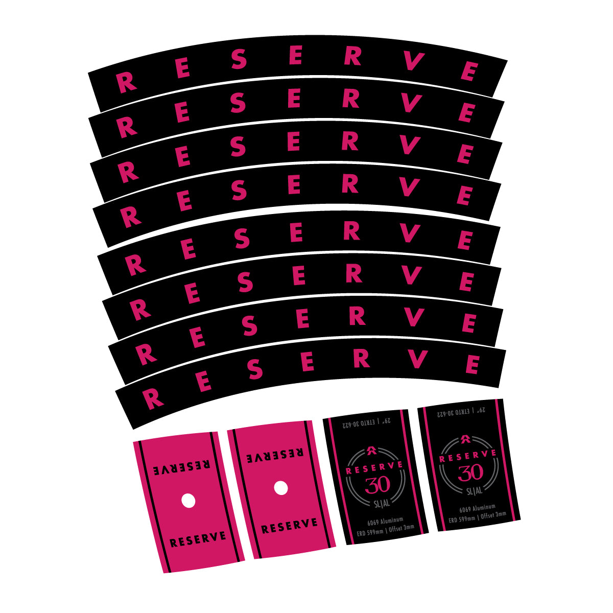 Compatible Stickers for Santa Cruz Reserve 30 SL Alloy 2025-2026, Mountain Wheel 29" vinyl decals - Dark Pink