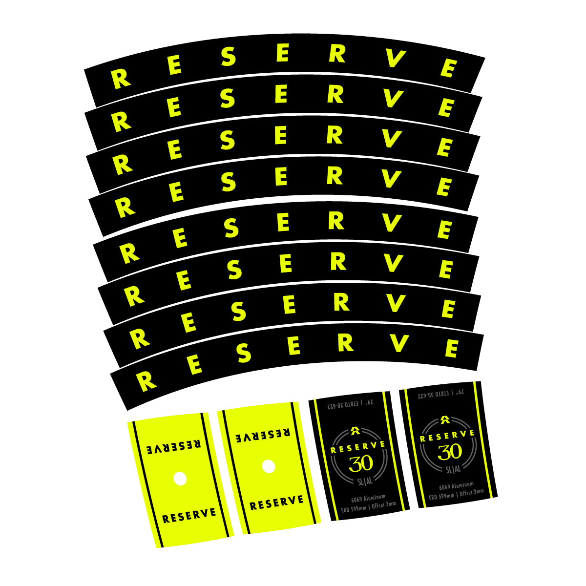 Compatible Stickers for Santa Cruz Reserve 30 SL Alloy 2025-2026, Mountain Wheel 29" vinyl decals - Neon Yellow