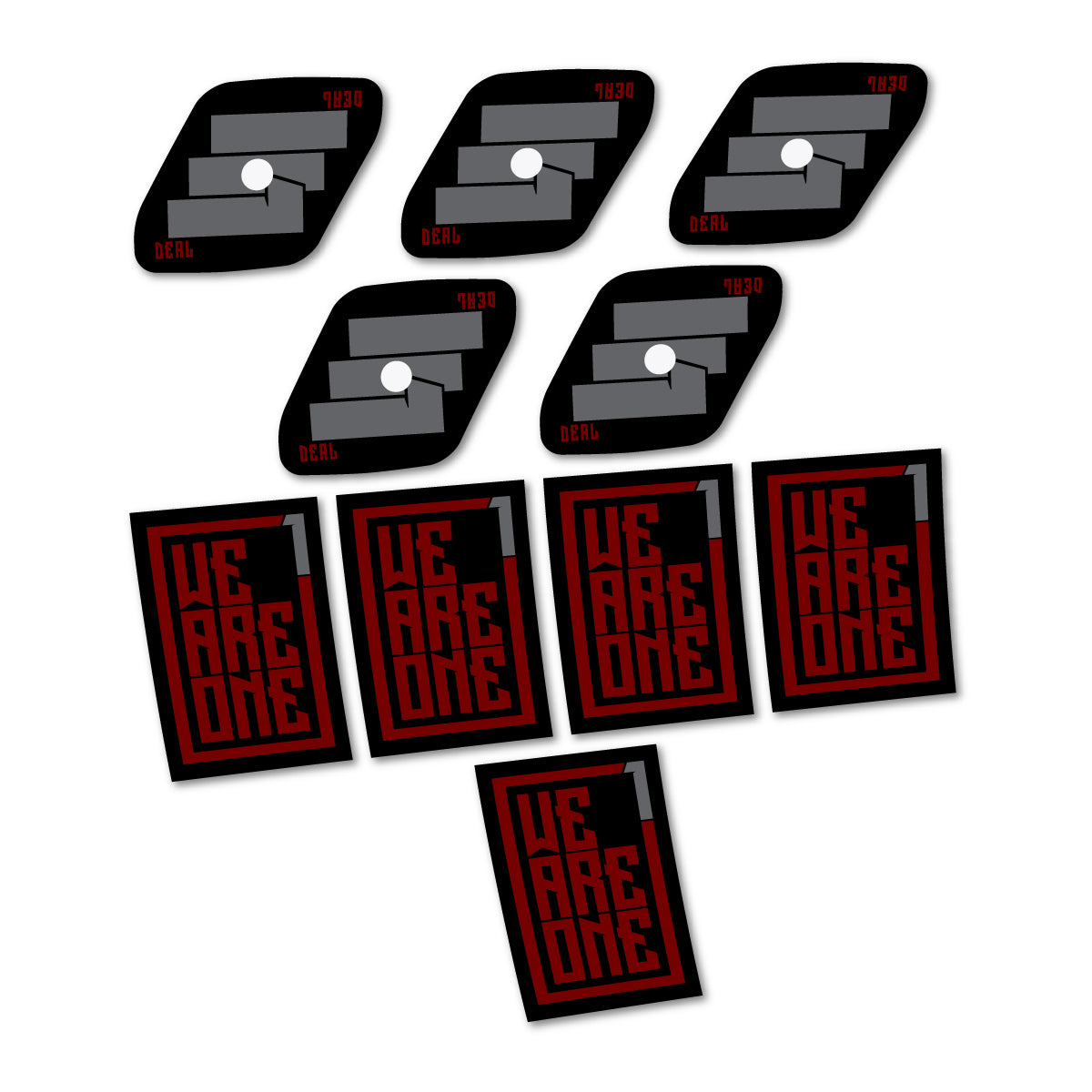 Compatible Stickers for We Are One Deal, Mountain Wheel 29" vinyl decals - Very Dark Red