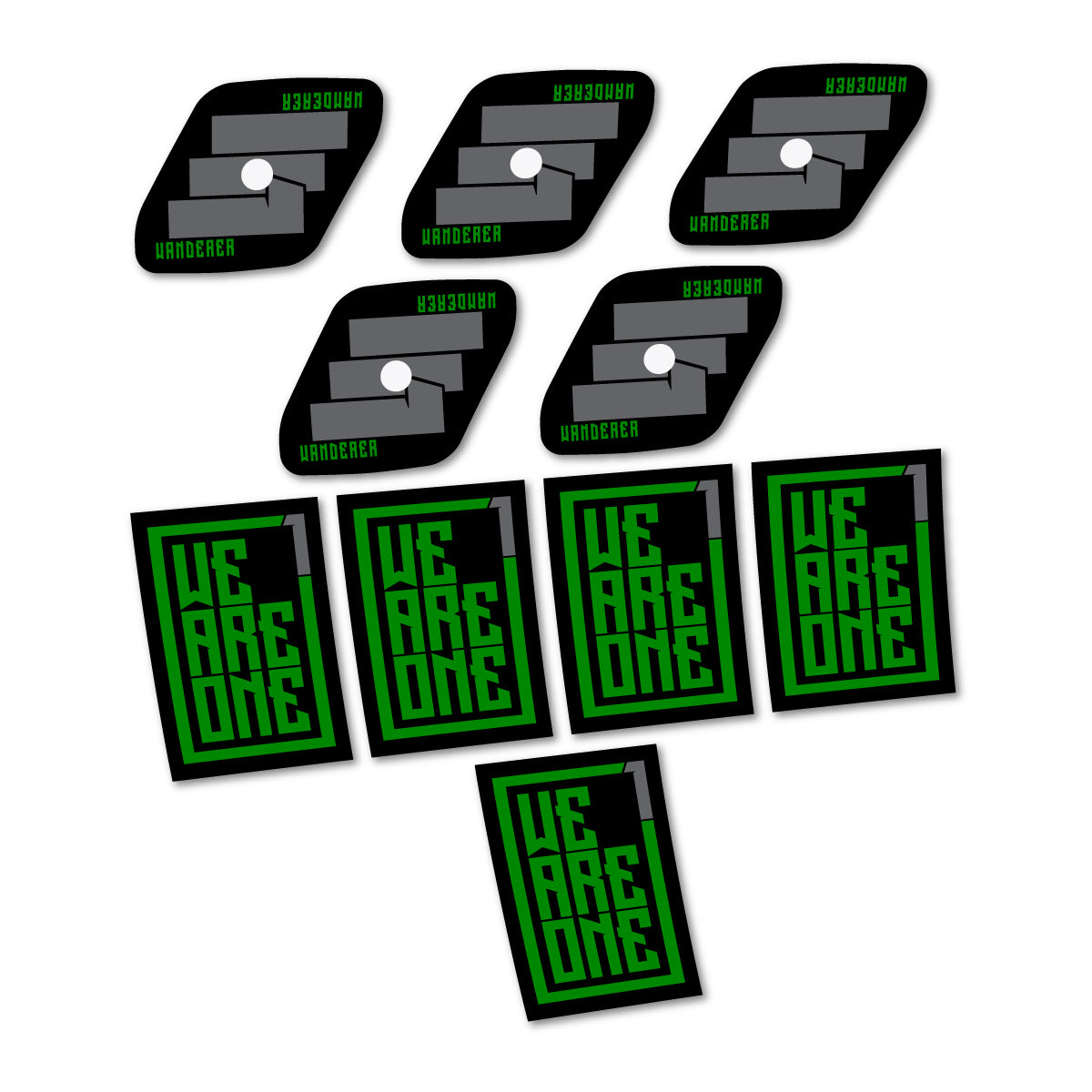 Compatible Stickers for We Are One Wanderer, Mountain Wheel 29" vinyl decals - Medium Green