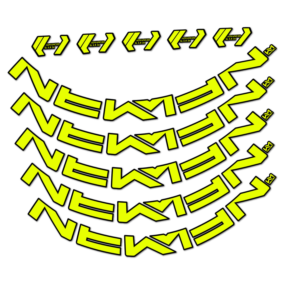 Stickers for Newmen Advanced SL XR36 Vonoa, Road Wheel 36 mm vinyl decals - Neon Yellow