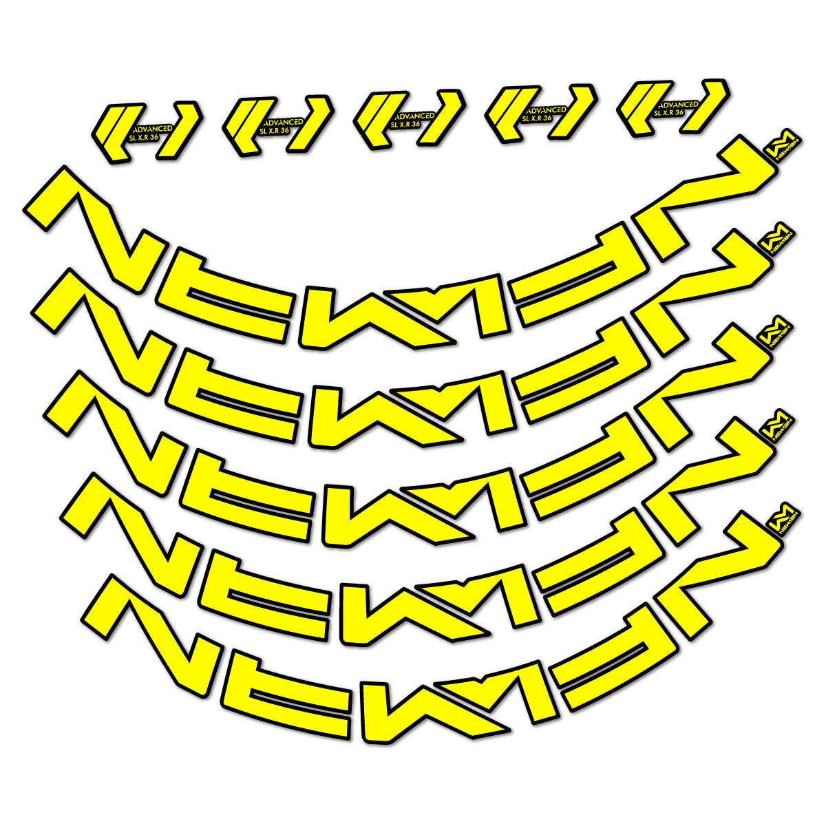 Stickers for Newmen Advanced SL XR36 Vonoa, Road Wheel 36 mm vinyl decals - Lemon Yellow