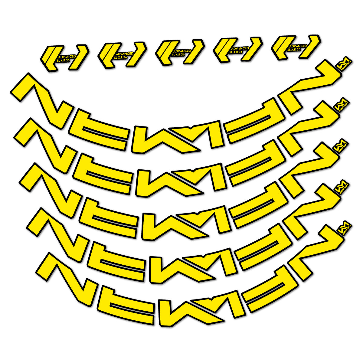 Stickers for Newmen Advanced SL XR36 Vonoa, Road Wheel 36 mm vinyl decals - Yellow