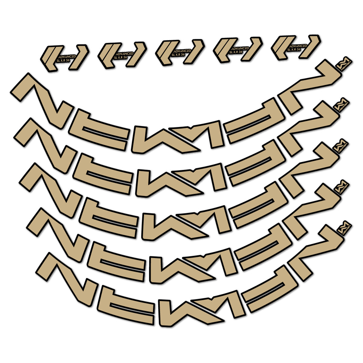 Stickers for Newmen Advanced SL XR36 Vonoa, Road Wheel 36 mm vinyl decals - Sand