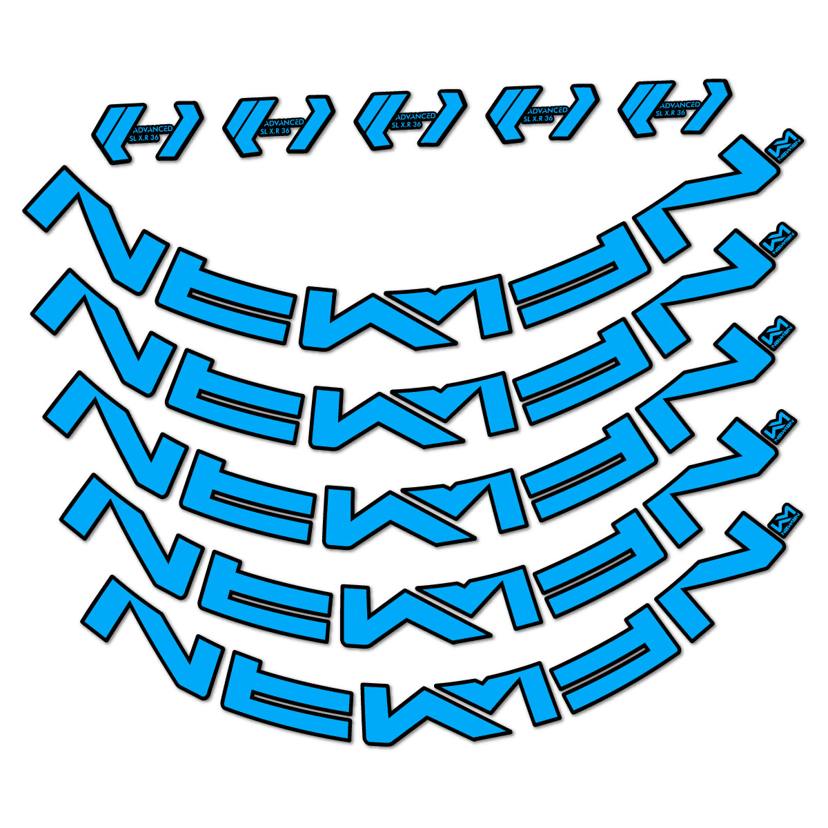 Stickers for Newmen Advanced SL XR36 Vonoa, Road Wheel 36 mm vinyl decals - Light Blue