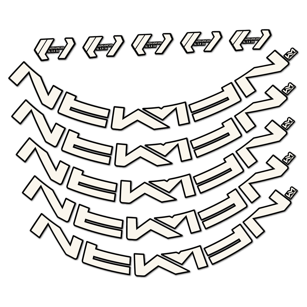 Stickers for Newmen Advanced SL XR36 Vonoa, Road Wheel 36 mm vinyl decals - Bone White