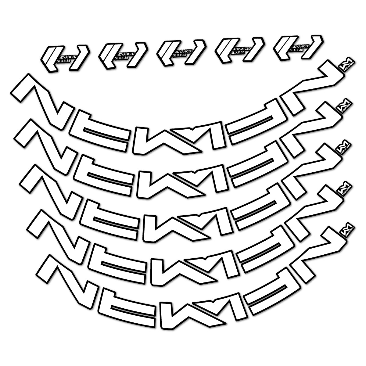 Stickers for Newmen Advanced SL XR36 Vonoa, Road Wheel 36 mm vinyl decals - White