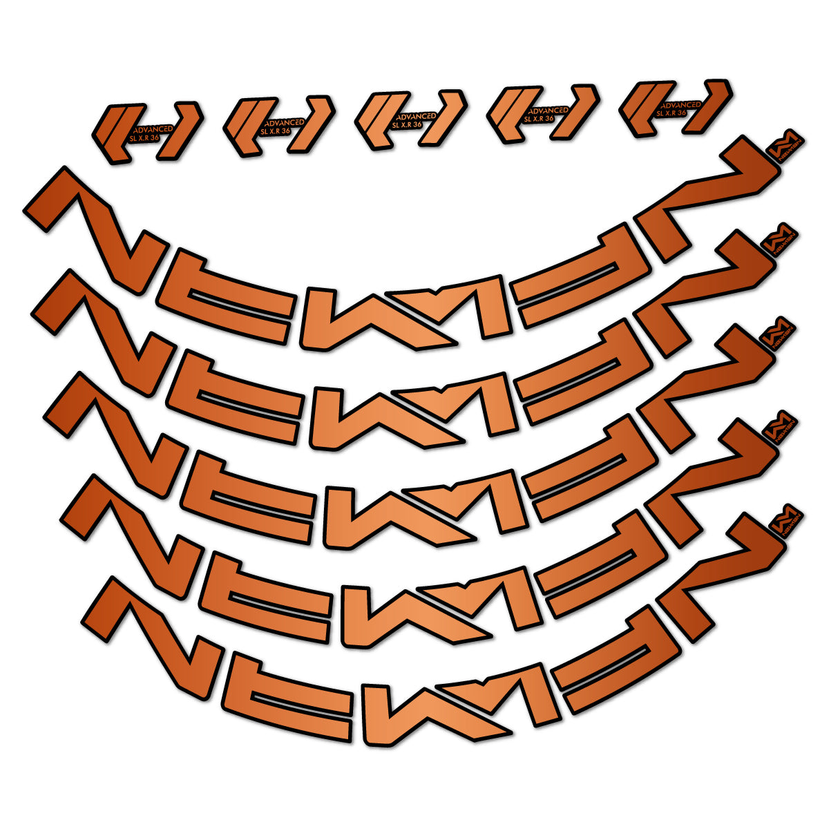 Stickers for Newmen Advanced SL XR36 Vonoa, Road Wheel 36 mm vinyl decals - Bronze