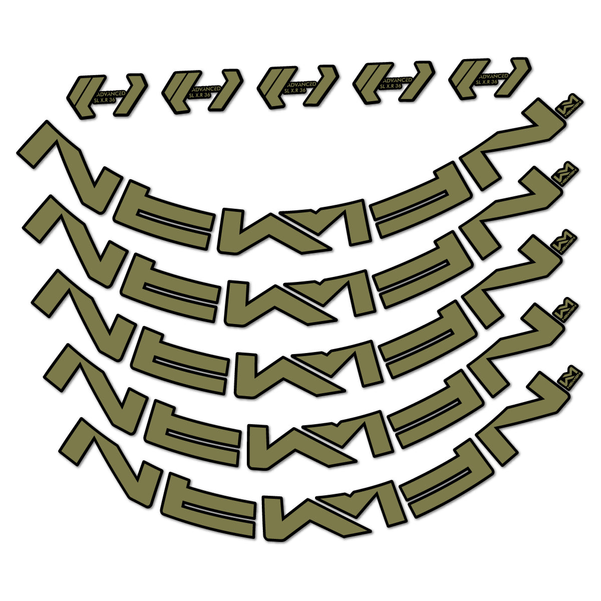 Stickers for Newmen Advanced SL XR36 Vonoa, Road Wheel 36 mm vinyl decals - Khaki