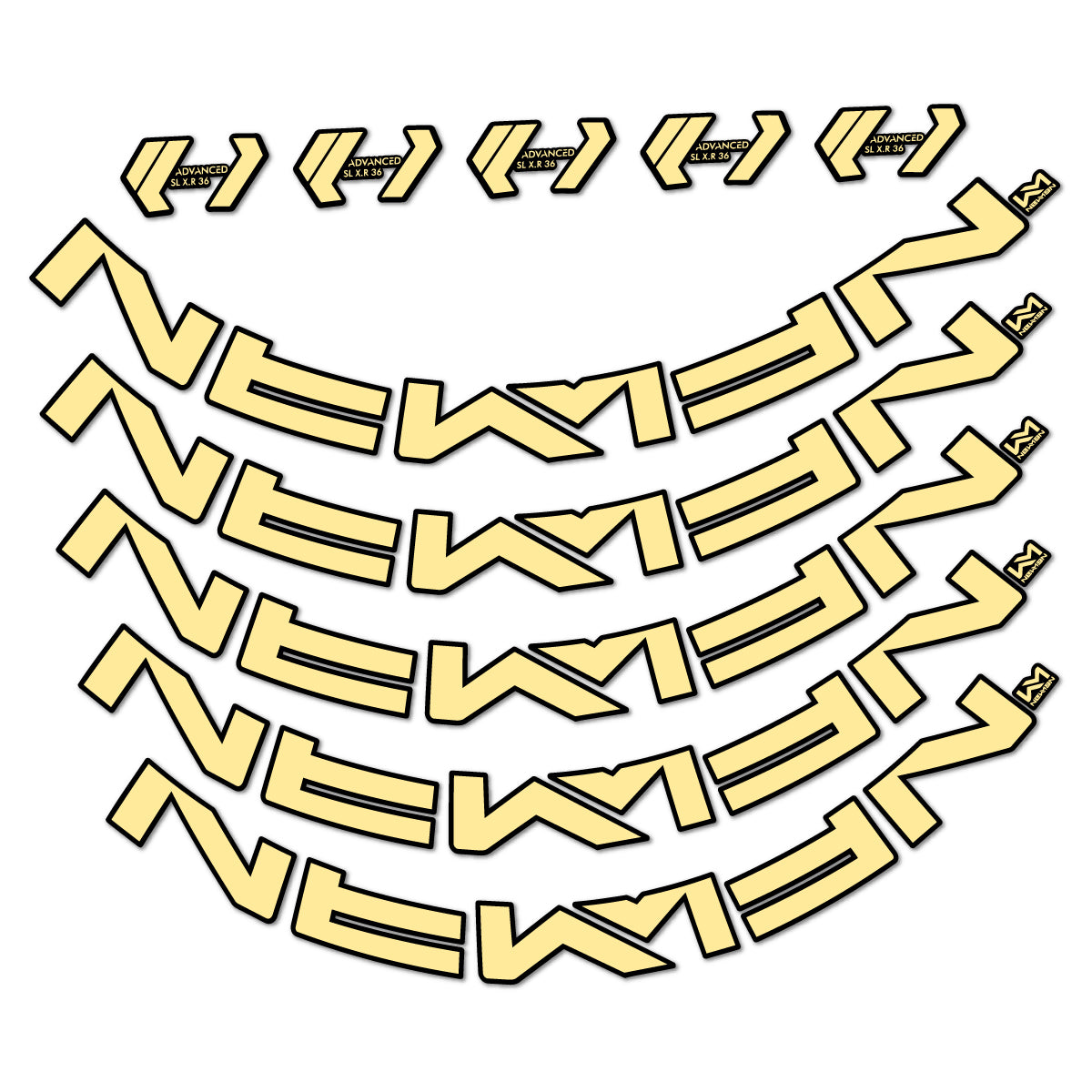 Stickers for Newmen Advanced SL XR36 Vonoa, Road Wheel 36 mm vinyl decals - Cream