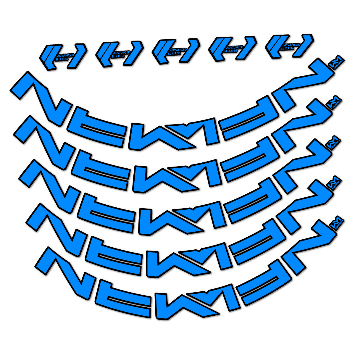 Stickers for Newmen Advanced SL XR36 Vonoa, Road Wheel 36 mm vinyl decals - Luminous Cyan