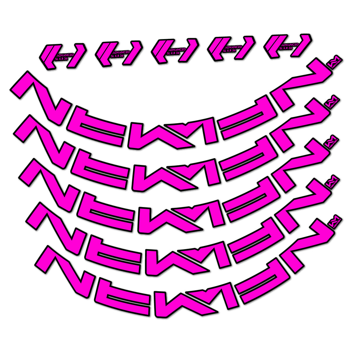 Stickers for Newmen Advanced SL XR36 Vonoa, Road Wheel 36 mm vinyl decals - Fuchsia Neon