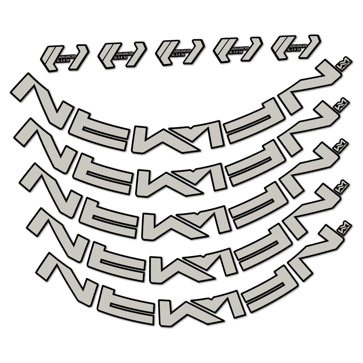Stickers for Newmen Advanced SL XR36 Vonoa, Road Wheel 36 mm vinyl decals - Light Grey