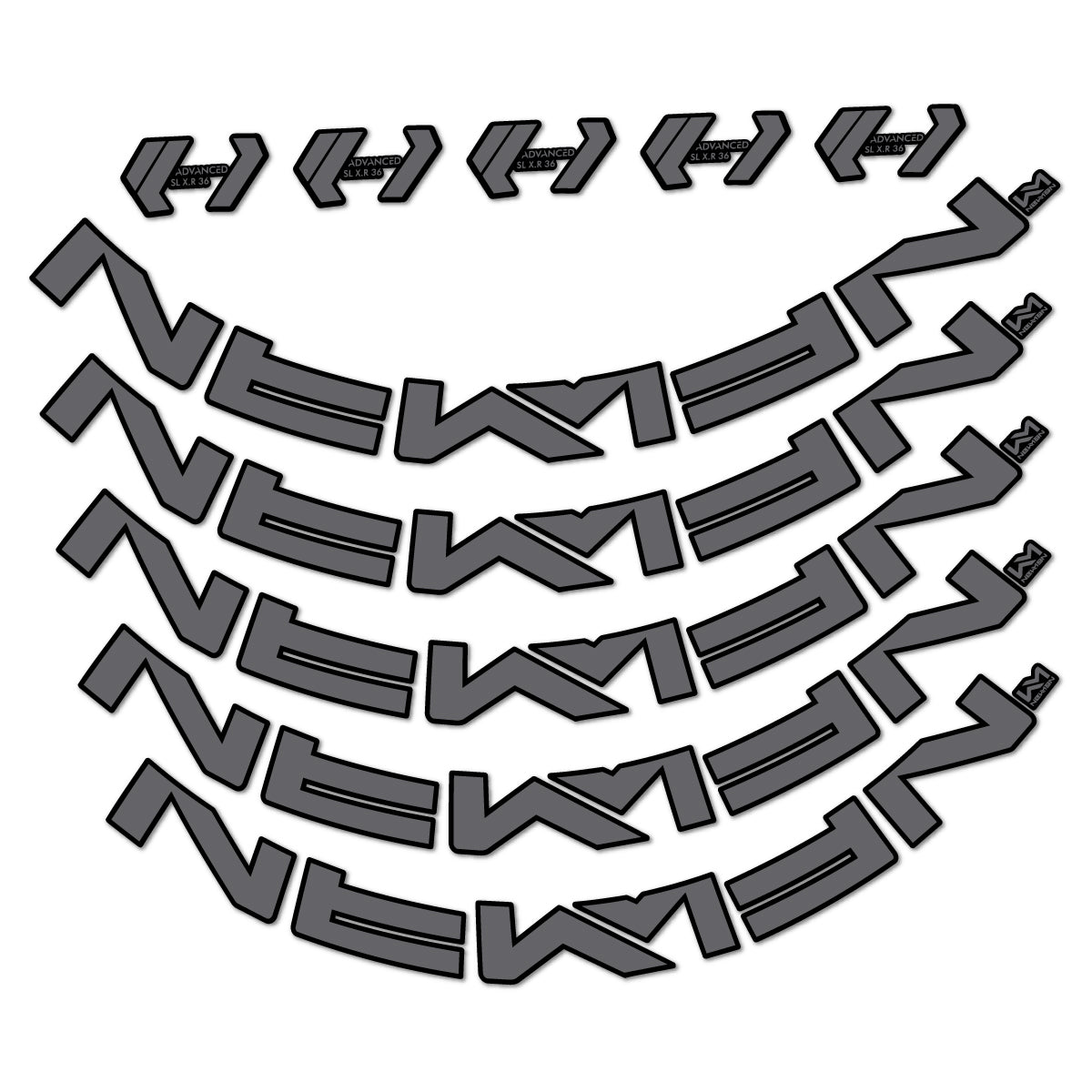 Stickers for Newmen Advanced SL XR36 Vonoa, Road Wheel 36 mm vinyl decals - Medium Grey