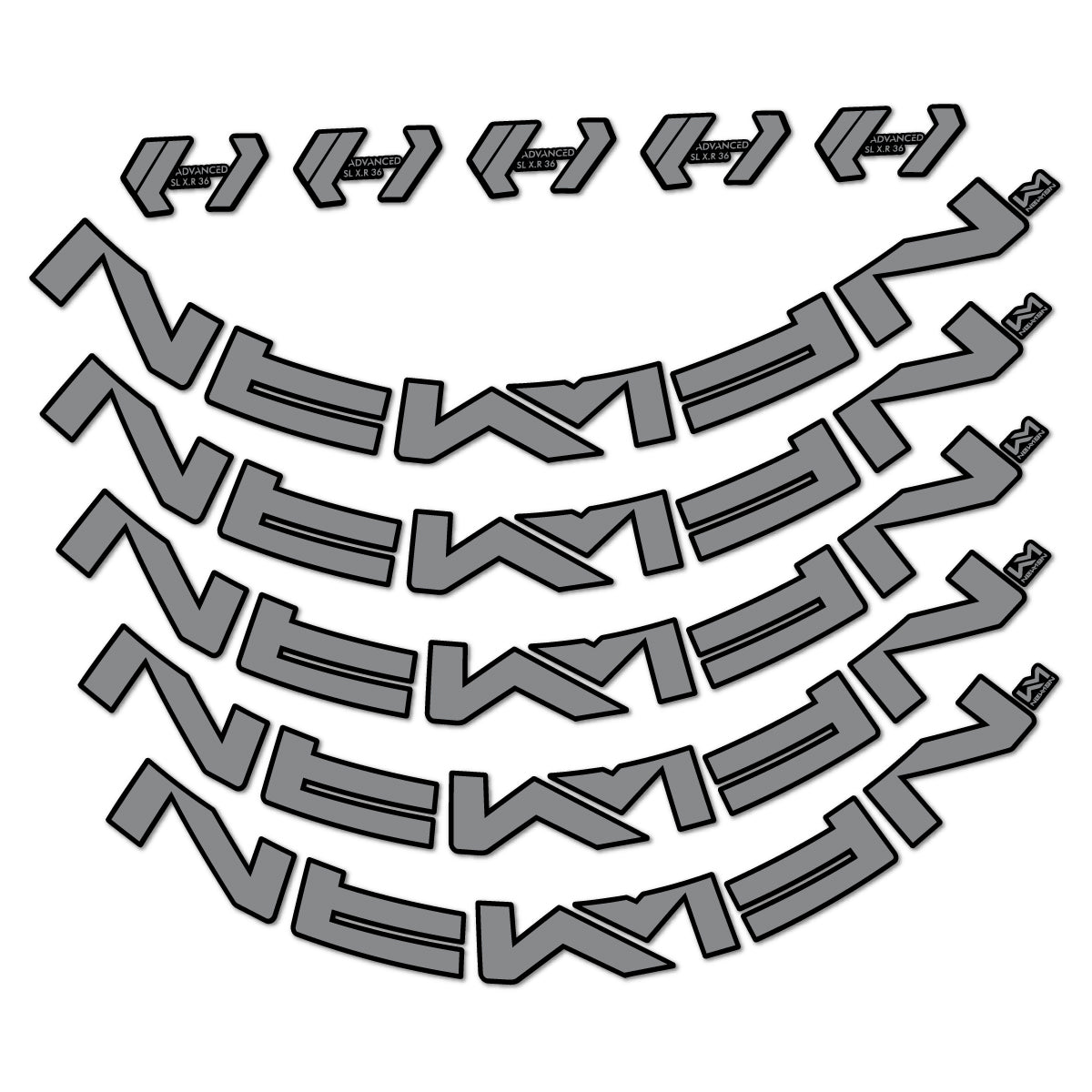 Stickers for Newmen Advanced SL XR36 Vonoa, Road Wheel 36 mm vinyl decals - Traffic Grey