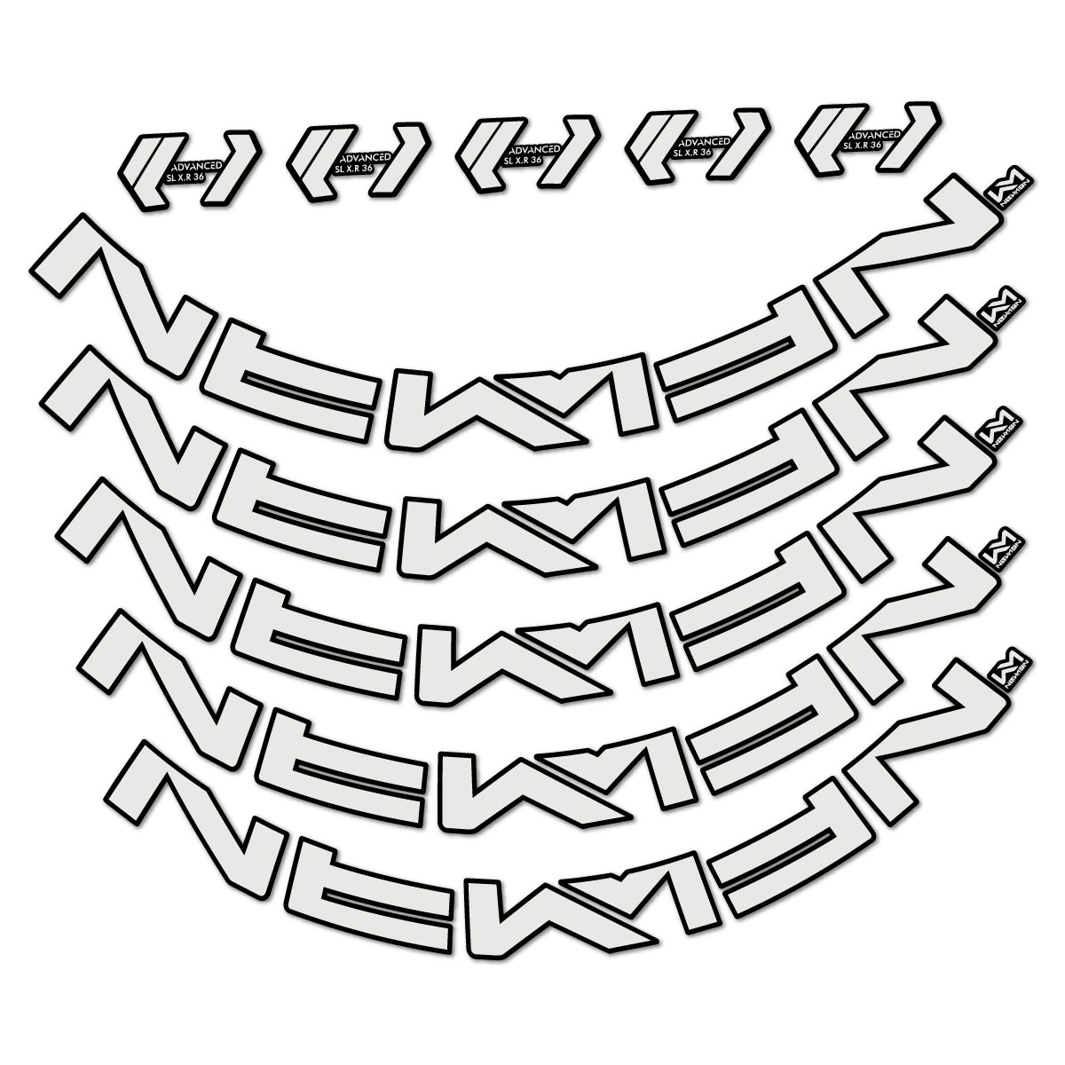 Stickers for Newmen Advanced SL XR36 Vonoa, Road Wheel 36 mm vinyl decals - Pearl Grey