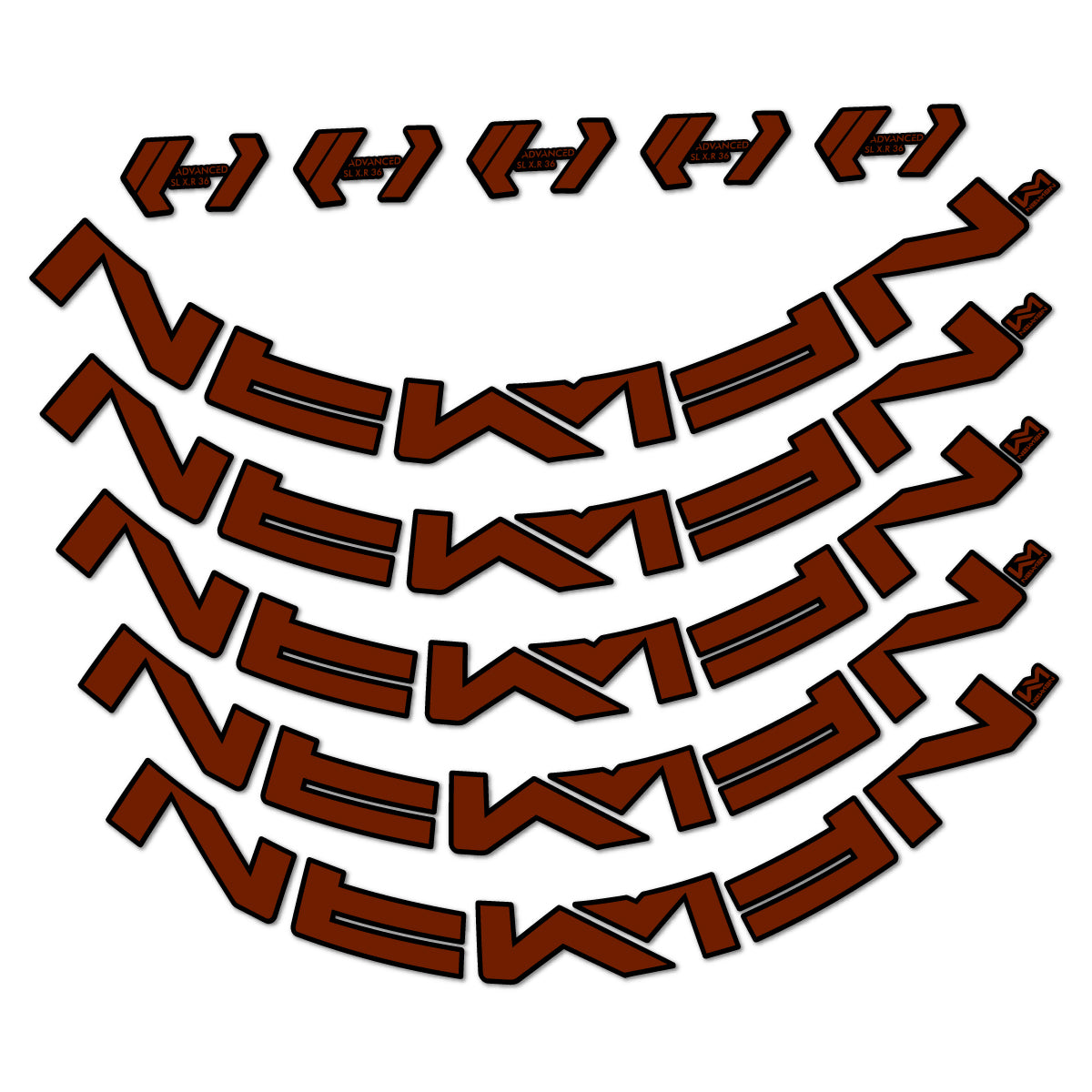 Stickers for Newmen Advanced SL XR36 Vonoa, Road Wheel 36 mm vinyl decals - Brown