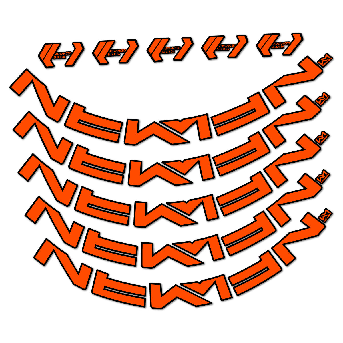 Stickers for Newmen Advanced SL XR36 Vonoa, Road Wheel 36 mm vinyl decals - Orange Neon