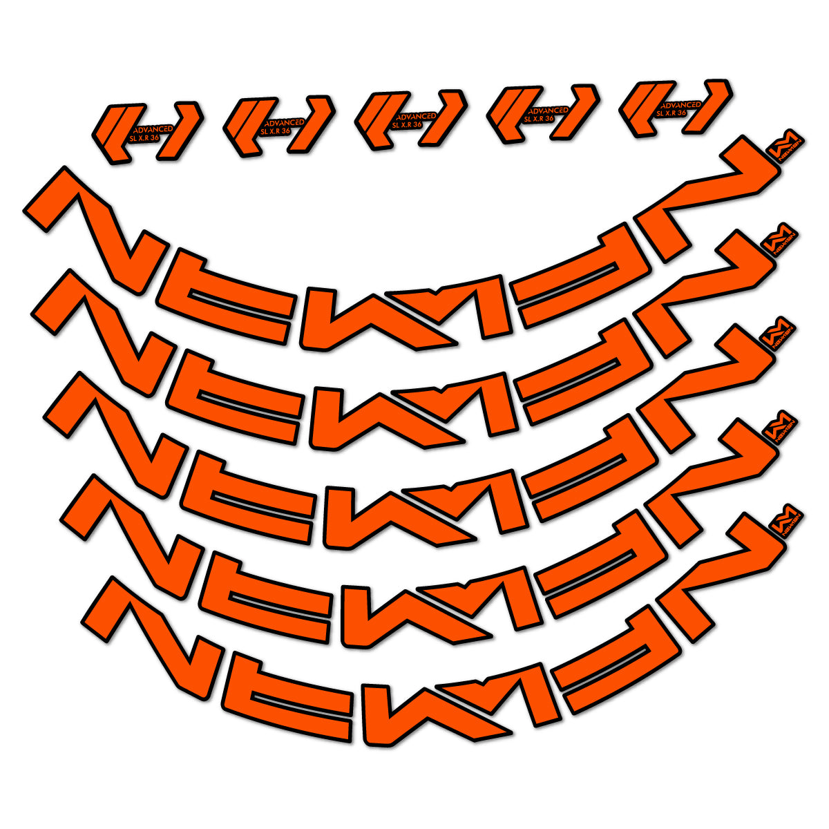Stickers for Newmen Advanced SL XR36 Vonoa, Road Wheel 36 mm vinyl decals - Orange