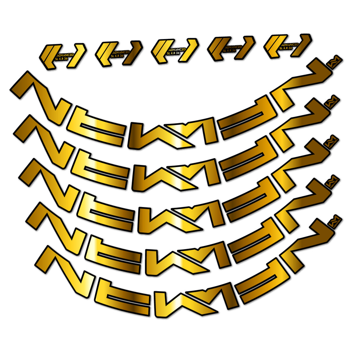 Stickers for Newmen Advanced SL XR36 Vonoa, Road Wheel 36 mm vinyl decals - Chrome Gold