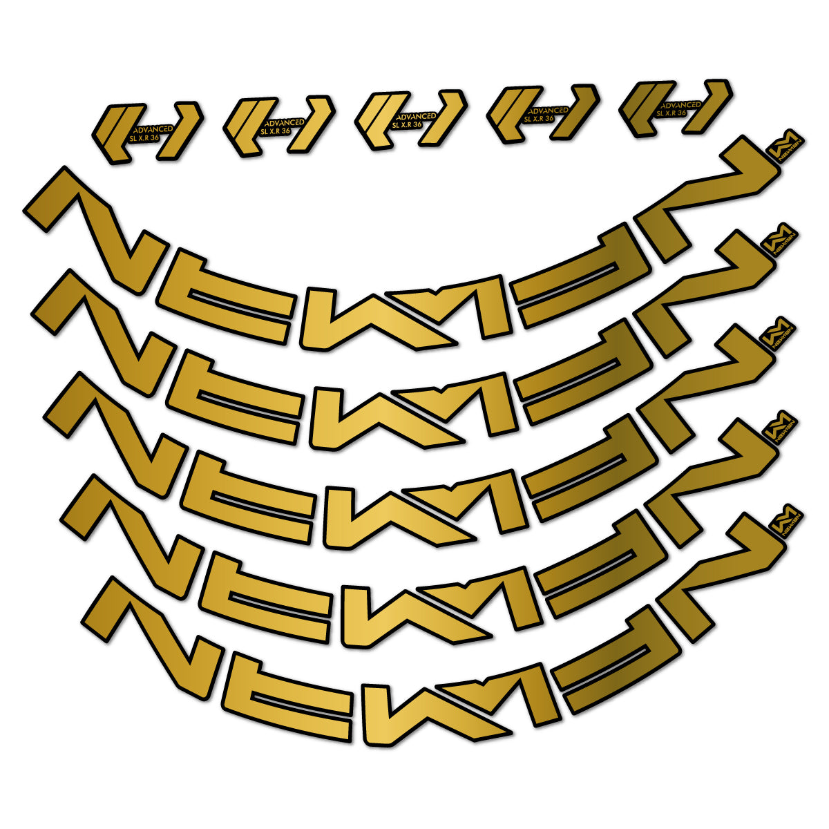 Stickers for Newmen Advanced SL XR36 Vonoa, Road Wheel 36 mm vinyl decals - Gold