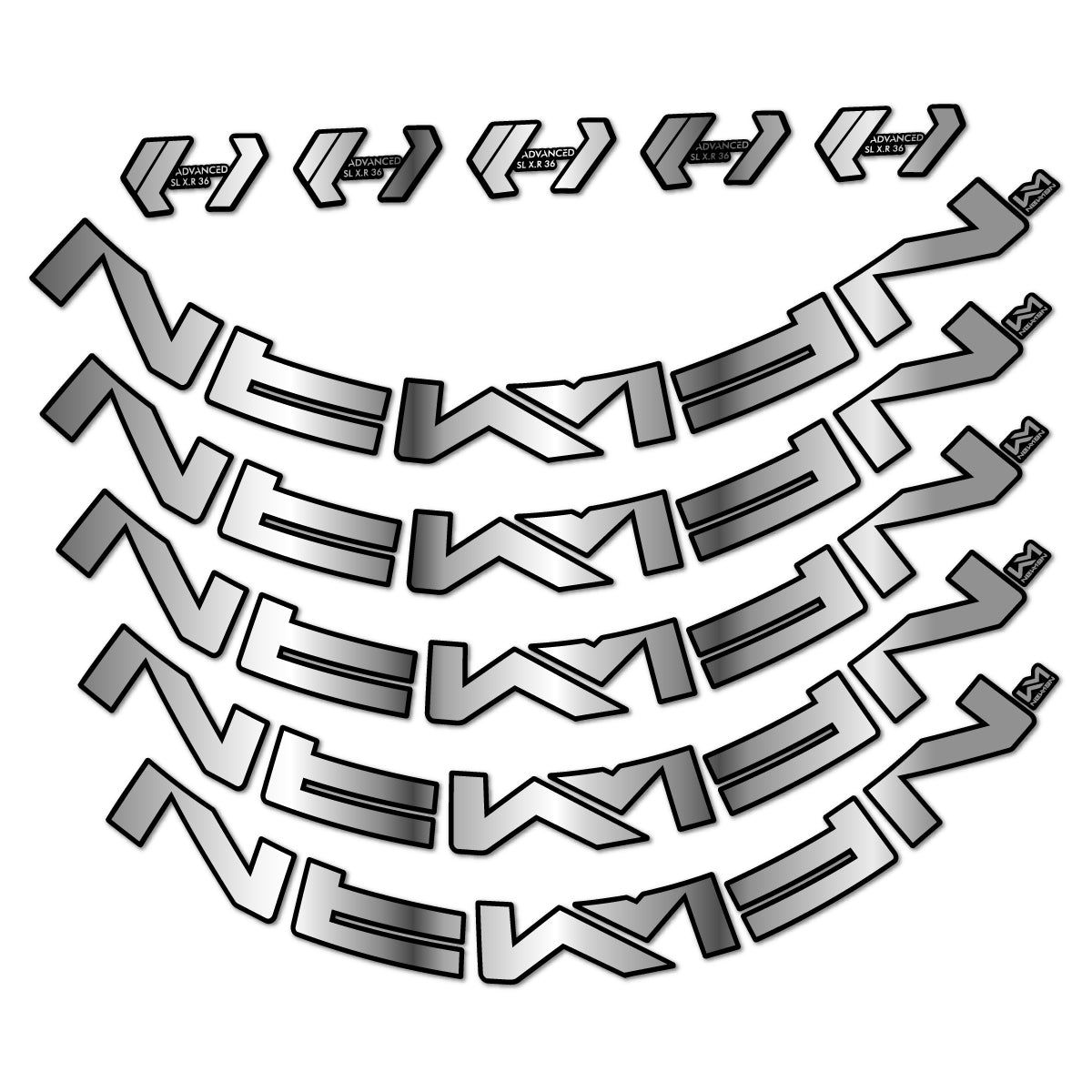Stickers for Newmen Advanced SL XR36 Vonoa, Road Wheel 36 mm vinyl decals - Chrome Silver