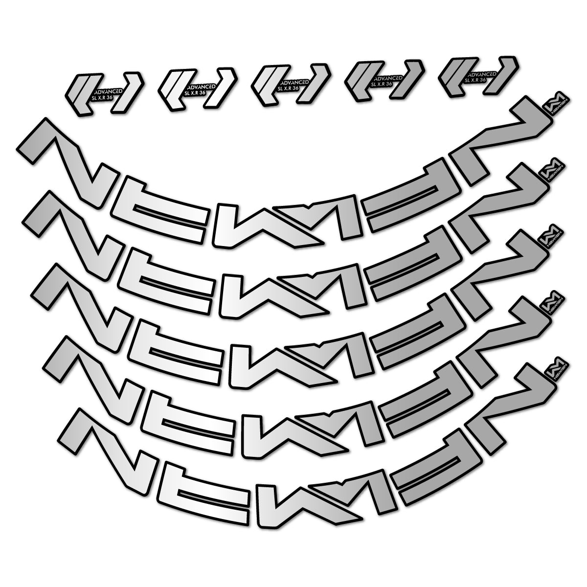Stickers for Newmen Advanced SL XR36 Vonoa, Road Wheel 36 mm vinyl decals - Light Silver