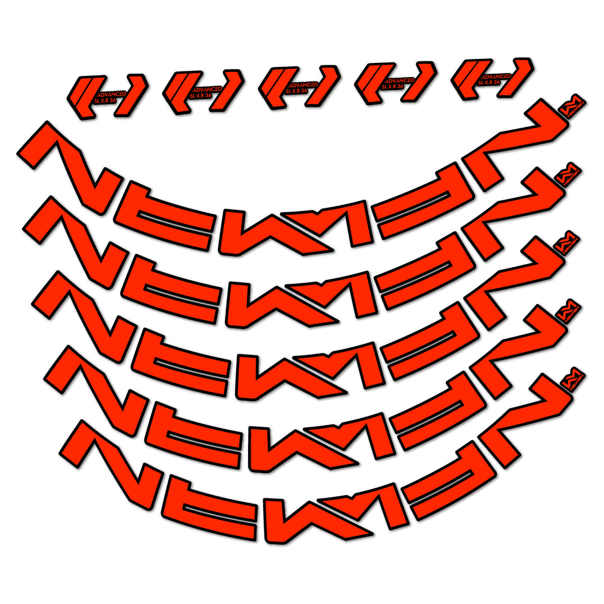 Stickers for Newmen Advanced SL XR36 Vonoa, Road Wheel 36 mm vinyl decals - Neon Red