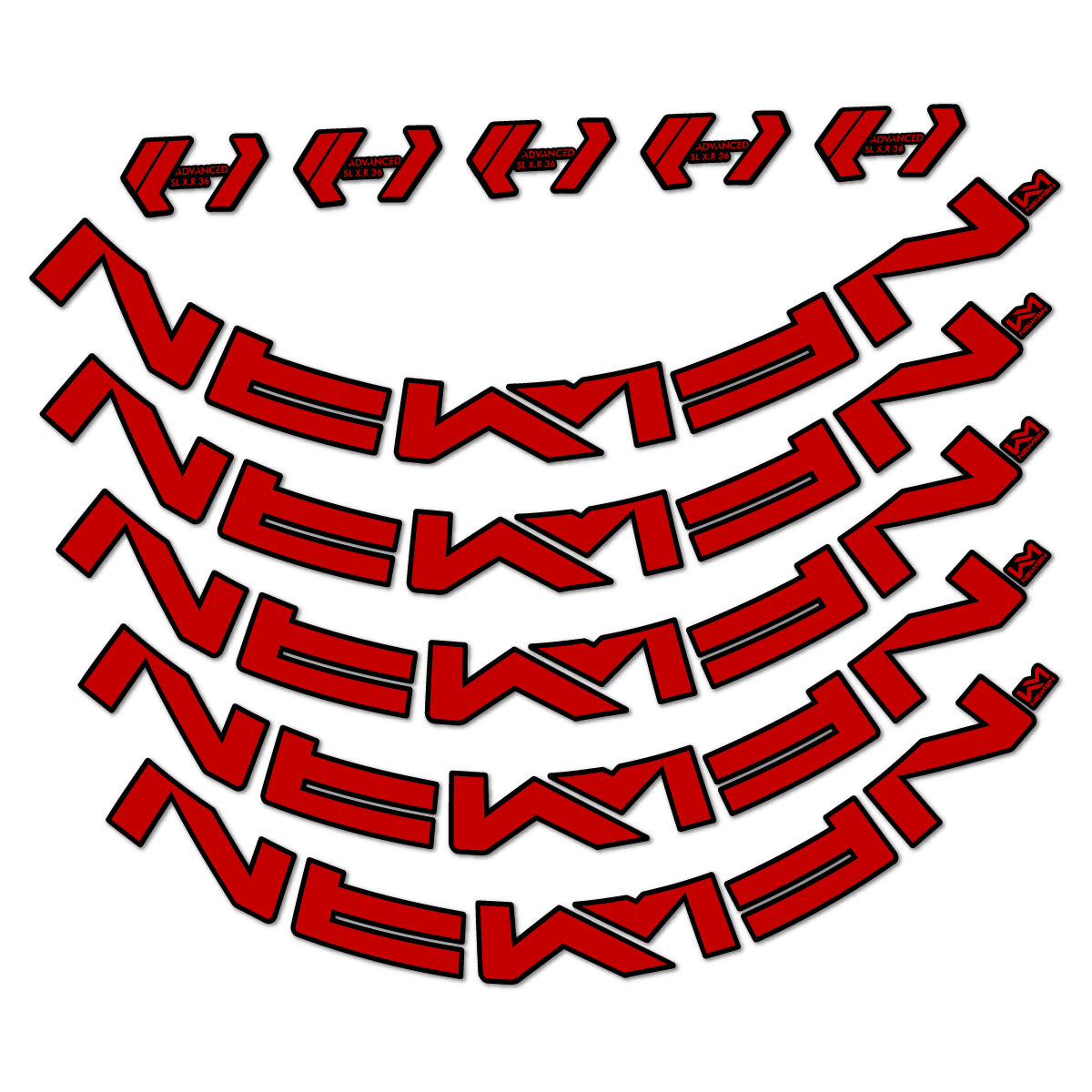 Stickers for Newmen Advanced SL XR36 Vonoa, Road Wheel 36 mm vinyl decals - Medium Red
