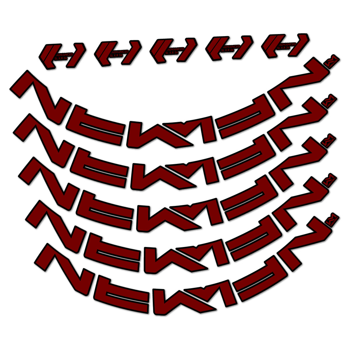 Stickers for Newmen Advanced SL XR36 Vonoa, Road Wheel 36 mm vinyl decals - Very Dark Red