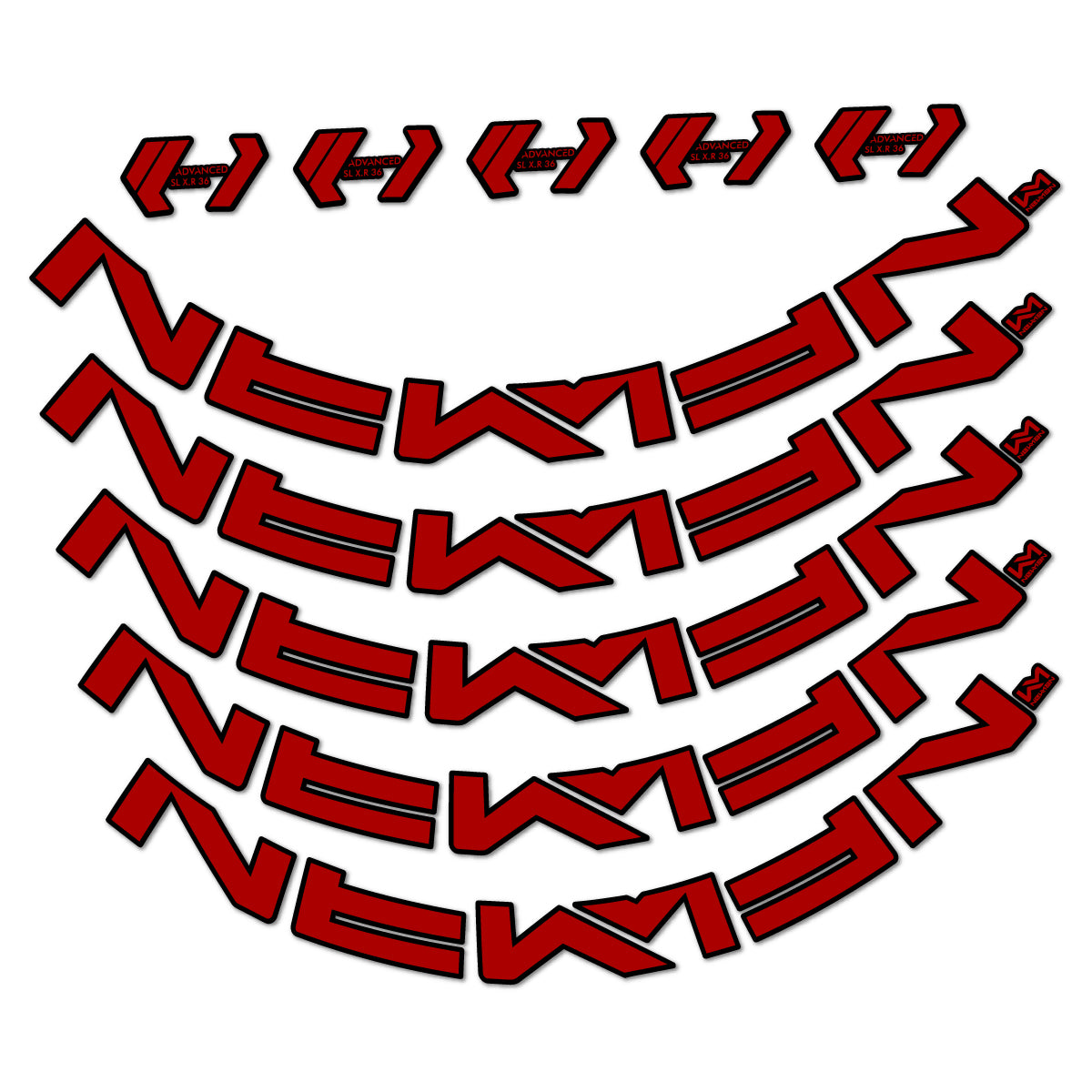 Stickers for Newmen Advanced SL XR36 Vonoa, Road Wheel 36 mm vinyl decals - Dark Red