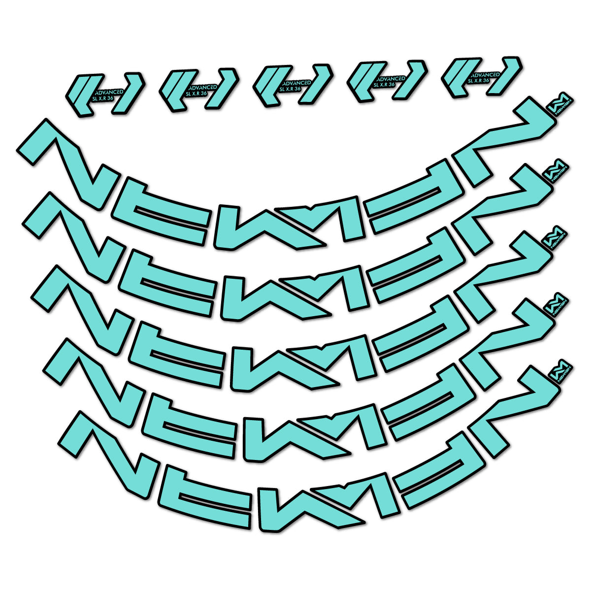 Stickers for Newmen Advanced SL XR36 Vonoa, Road Wheel 36 mm vinyl decals - Blue Green