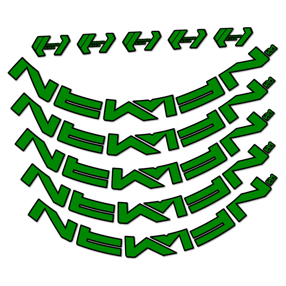 Stickers for Newmen Advanced SL XR36 Vonoa, Road Wheel 36 mm vinyl decals - Medium Green