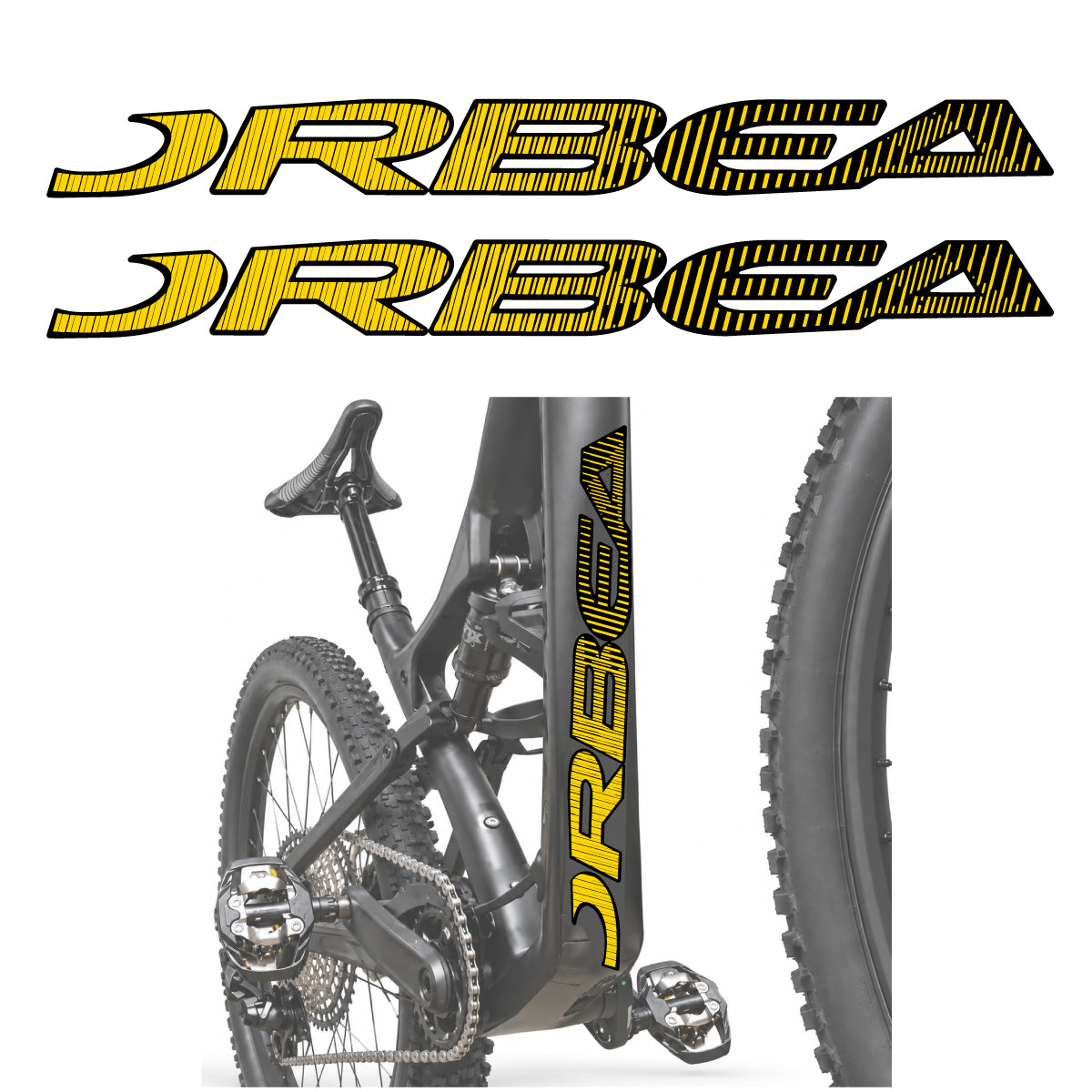 Compatible Stickers for Orbea Oiz 2020, Down Tube Lettering vinyl decals - Banana Yellow