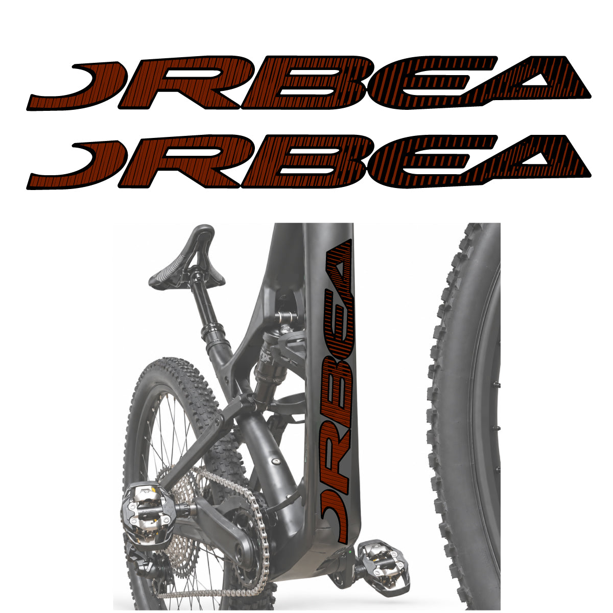Compatible Stickers for Orbea Oiz 2020, Down Tube Lettering vinyl decals - Brown