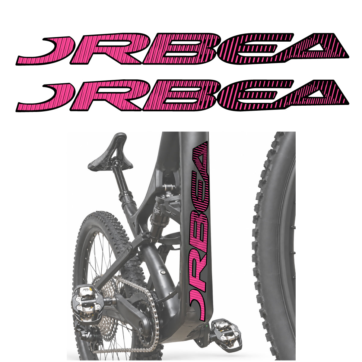 Compatible Stickers for Orbea Oiz 2020, Down Tube Lettering vinyl decals - Bubblegum Pink