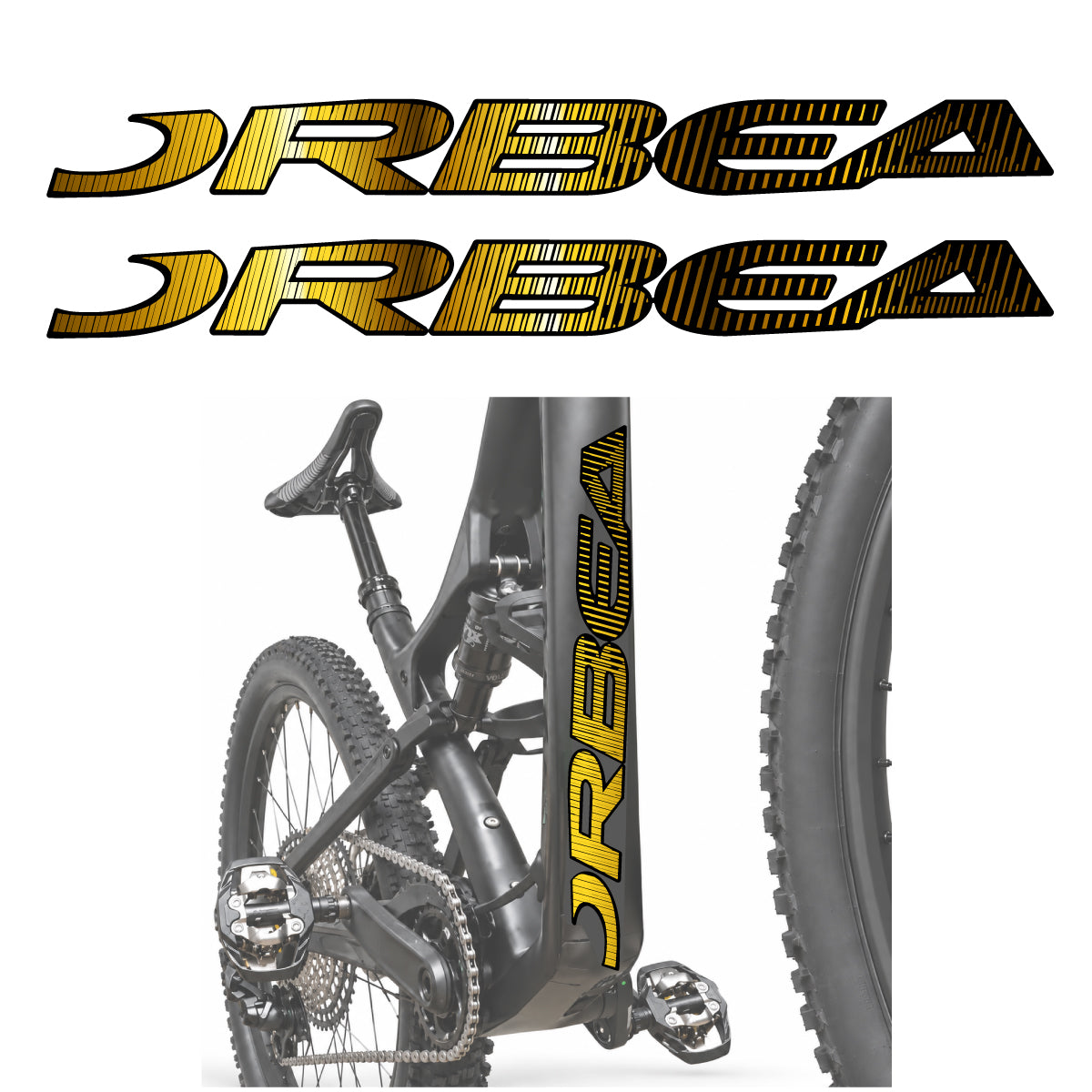Compatible Stickers for Orbea Oiz 2020, Down Tube Lettering vinyl decals - Chrome Gold