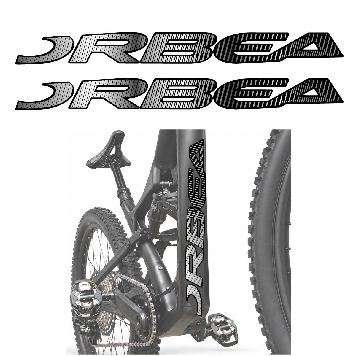 Compatible Stickers for Orbea Oiz 2020, Down Tube Lettering vinyl decals - Chrome Silver