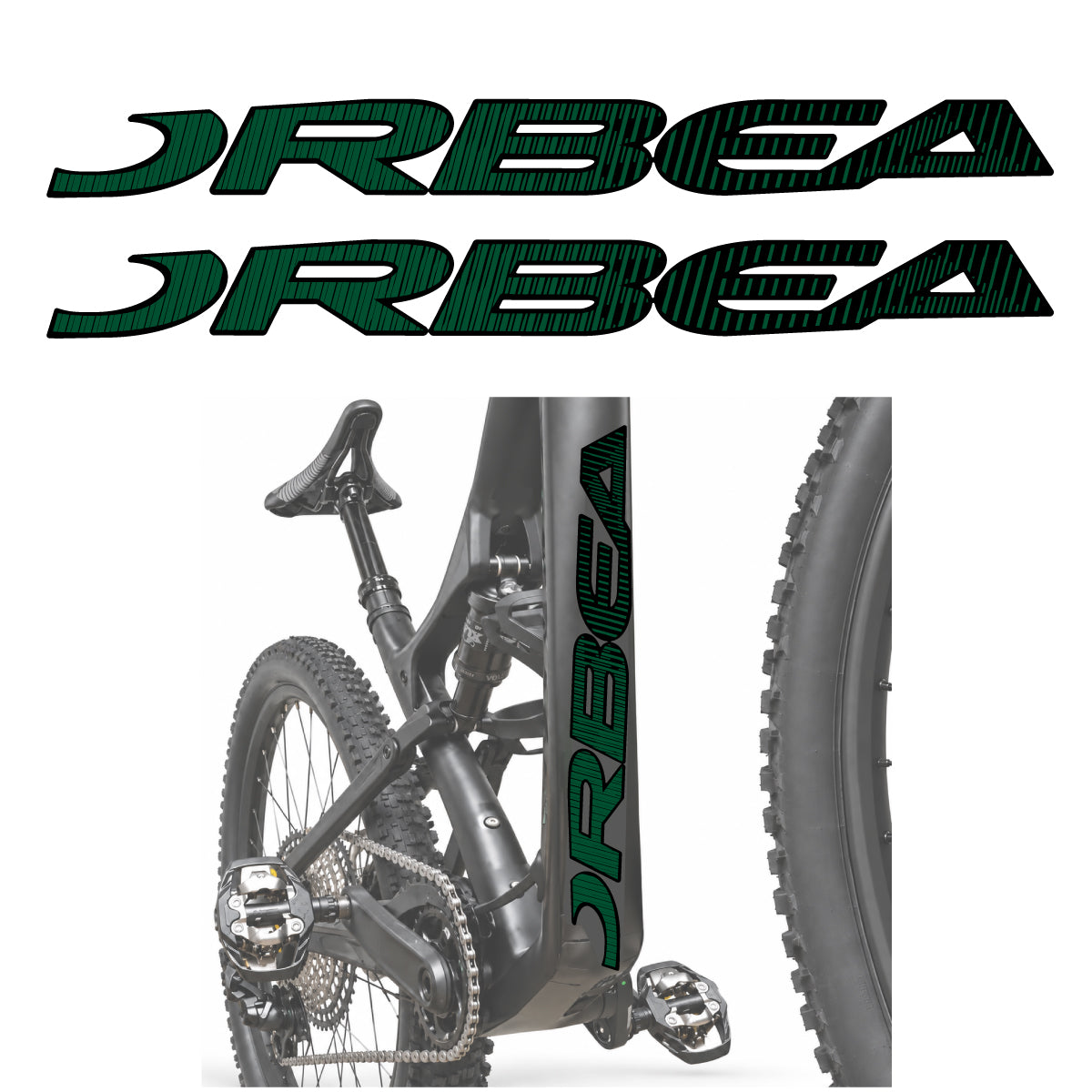 Compatible Stickers for Orbea Oiz 2020, Down Tube Lettering vinyl decals - Dark Green