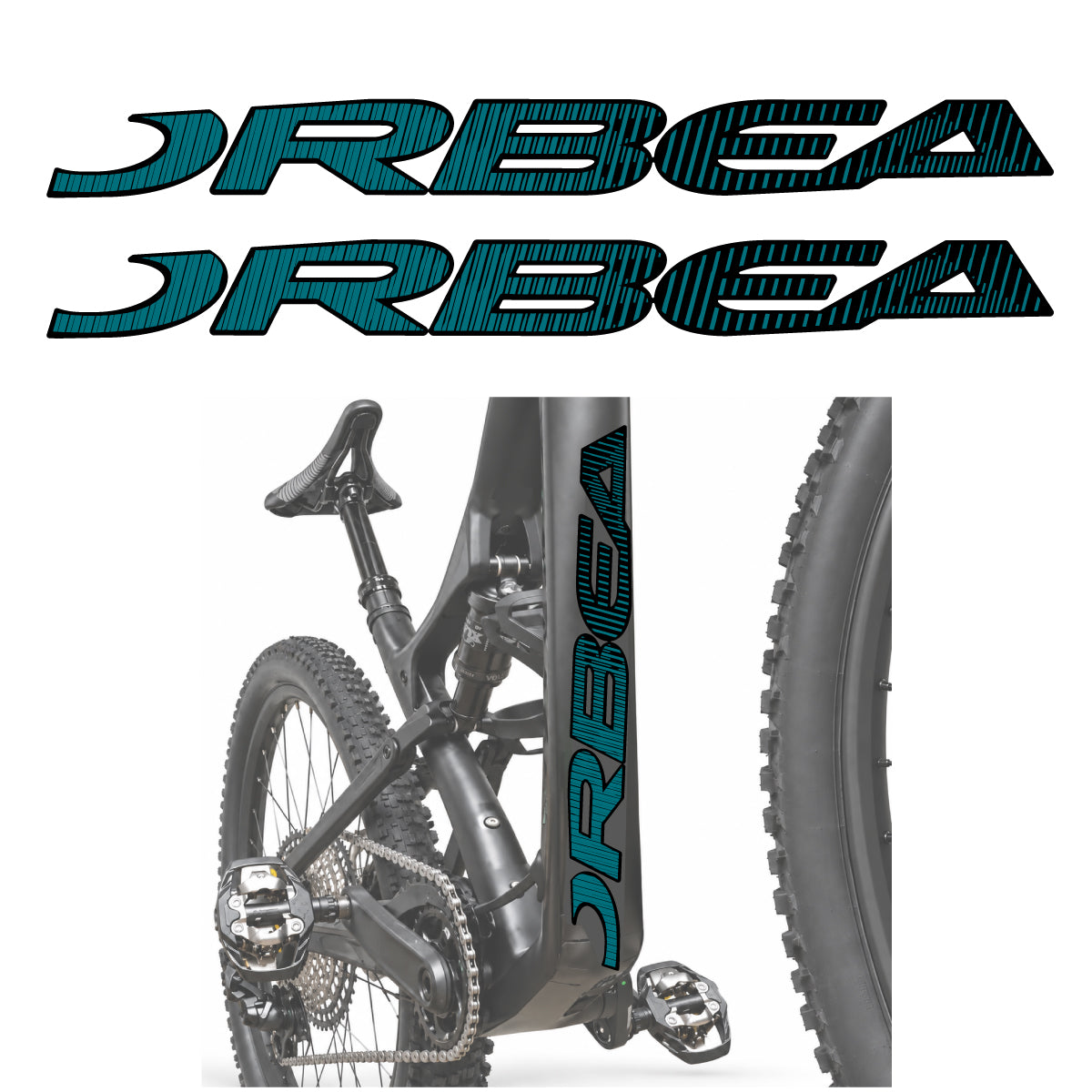 Compatible Stickers for Orbea Oiz 2020, Down Tube Lettering vinyl decals - Dark Turquoise
