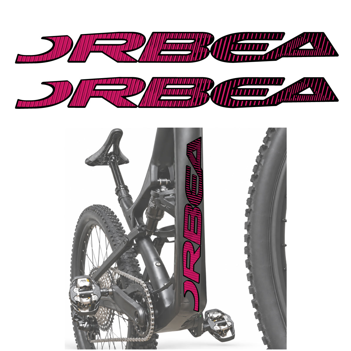 Compatible Stickers for Orbea Oiz 2020, Down Tube Lettering vinyl decals - Dark Pink