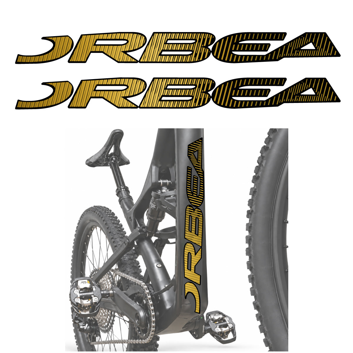Compatible Stickers for Orbea Oiz 2020, Down Tube Lettering vinyl decals - Gold
