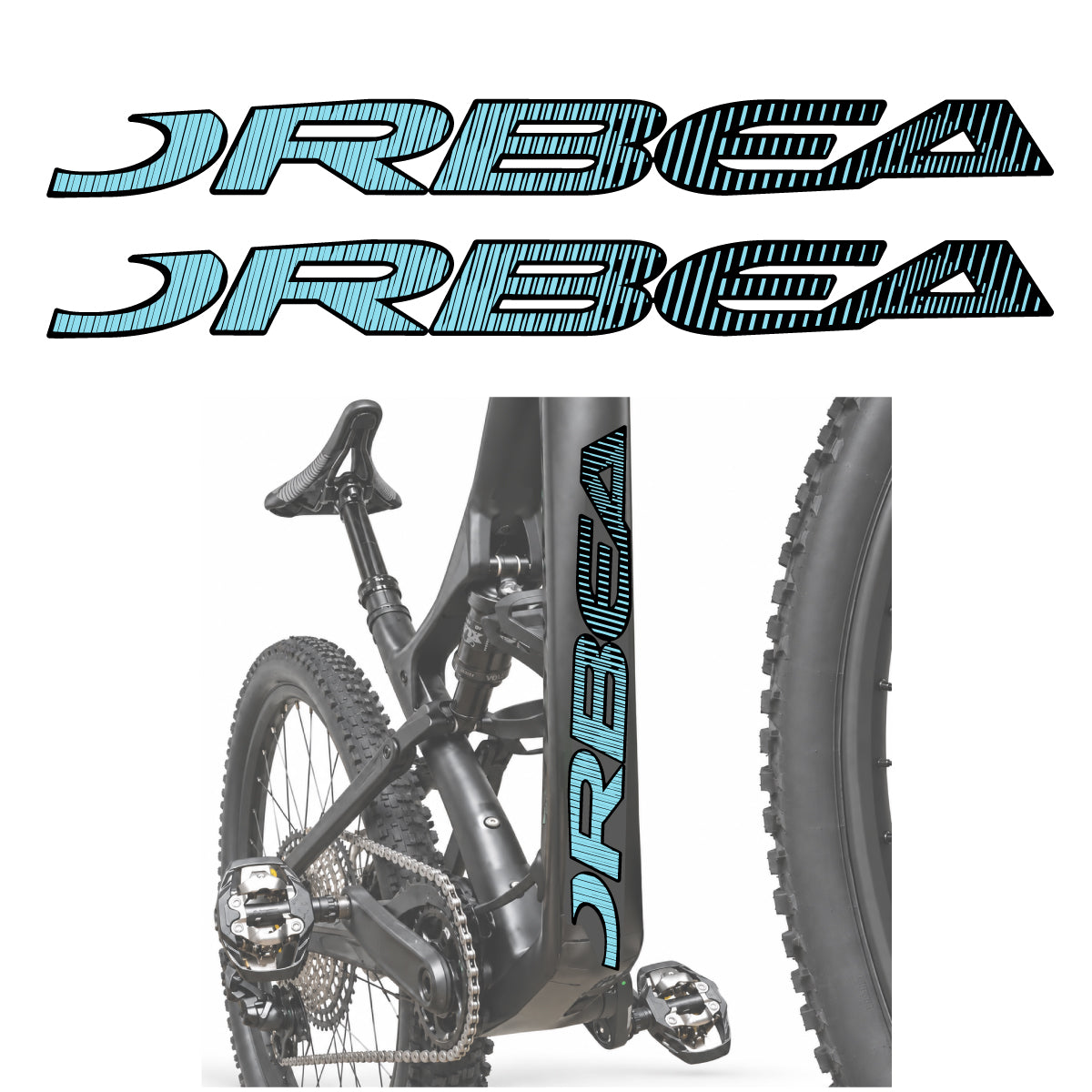 Compatible Stickers for Orbea Oiz 2020, Down Tube Lettering vinyl decals - Sky Blue
