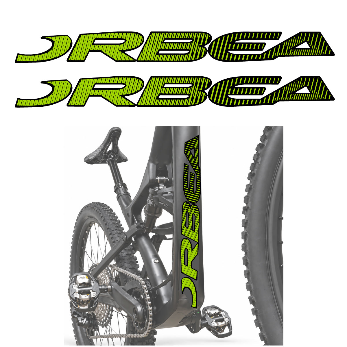 Compatible Stickers for Orbea Oiz 2020, Down Tube Lettering vinyl decals - Lime Green