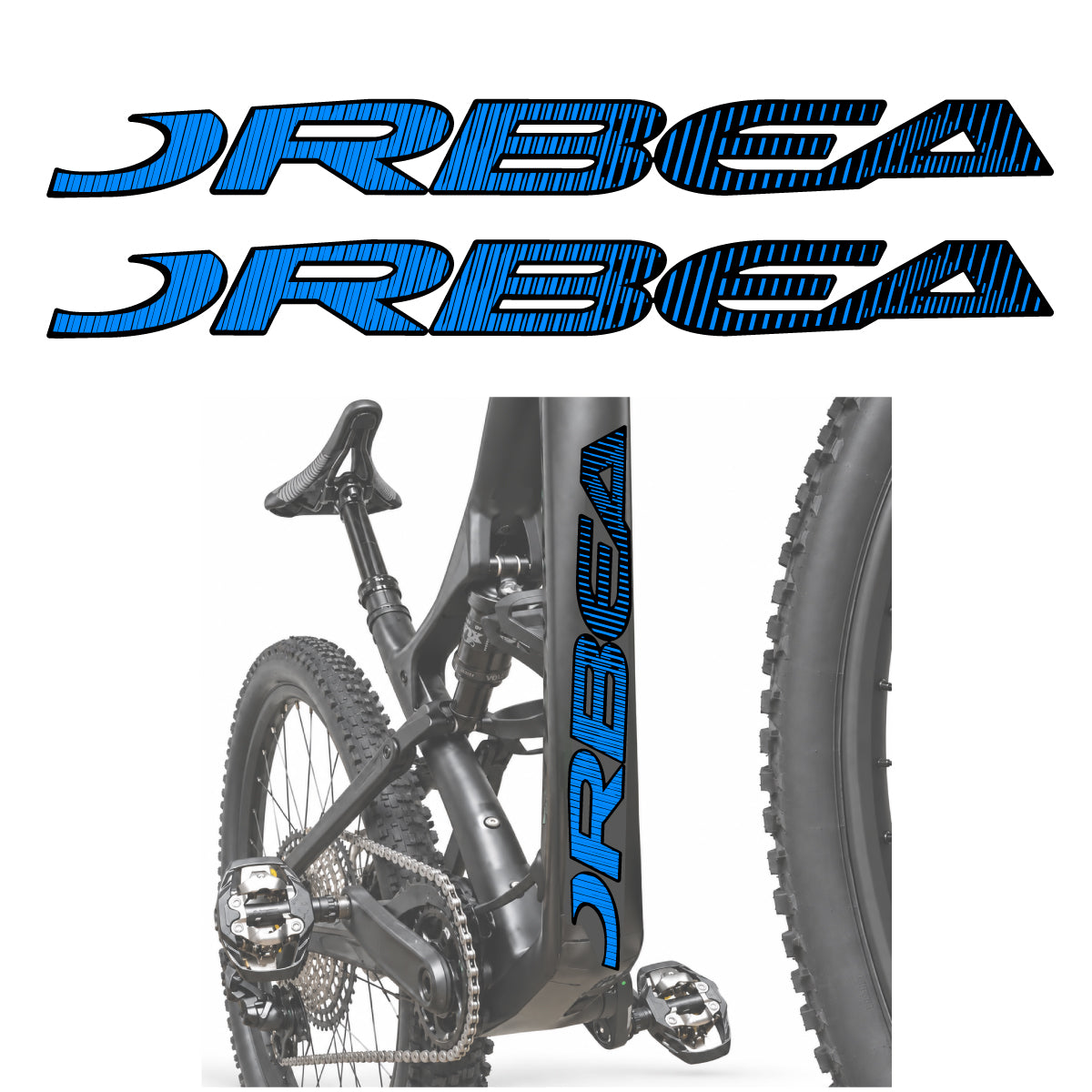 Compatible Stickers for Orbea Oiz 2020, Down Tube Lettering vinyl decals - Luminous Cyan