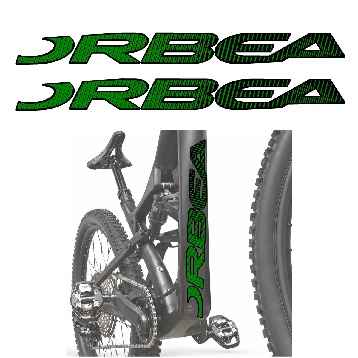 Compatible Stickers for Orbea Oiz 2020, Down Tube Lettering vinyl decals - Medium Green