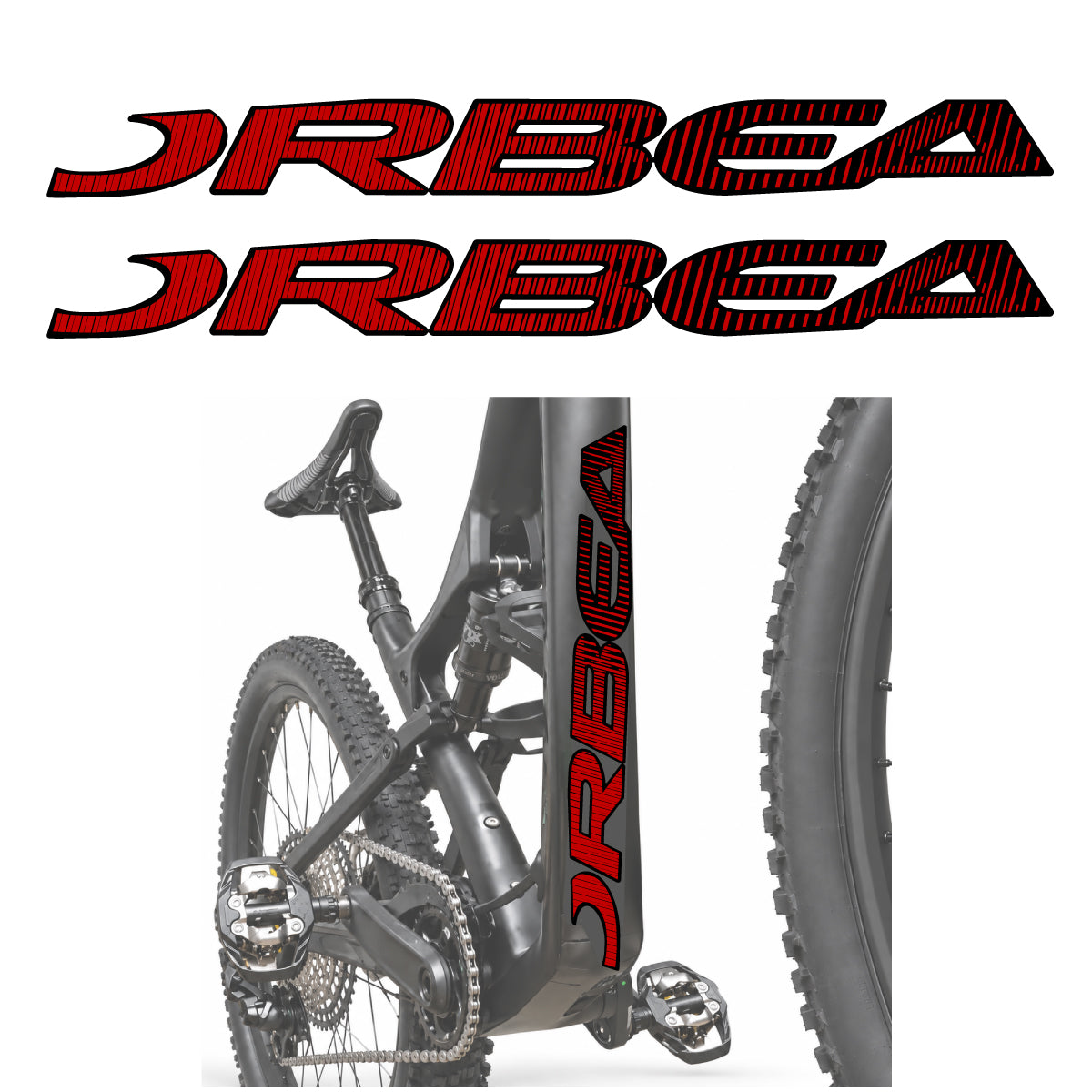 Compatible Stickers for Orbea Oiz 2020, Down Tube Lettering vinyl decals - Medium Red